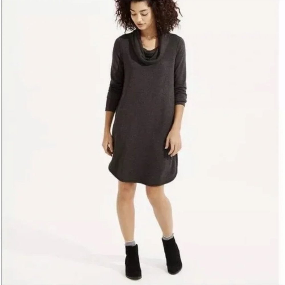 Lou & Grey Signature Soft Cowl Neck Grey Soft Sweater Dress - LIKE NEW